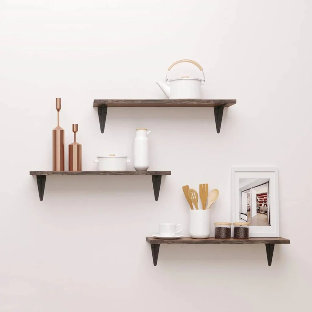 Wooden shelves